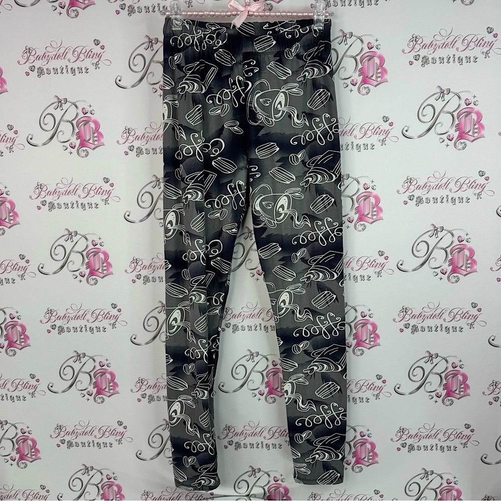Just cozy Leggings tights coffee lover Stylish grey Black and White Leggings